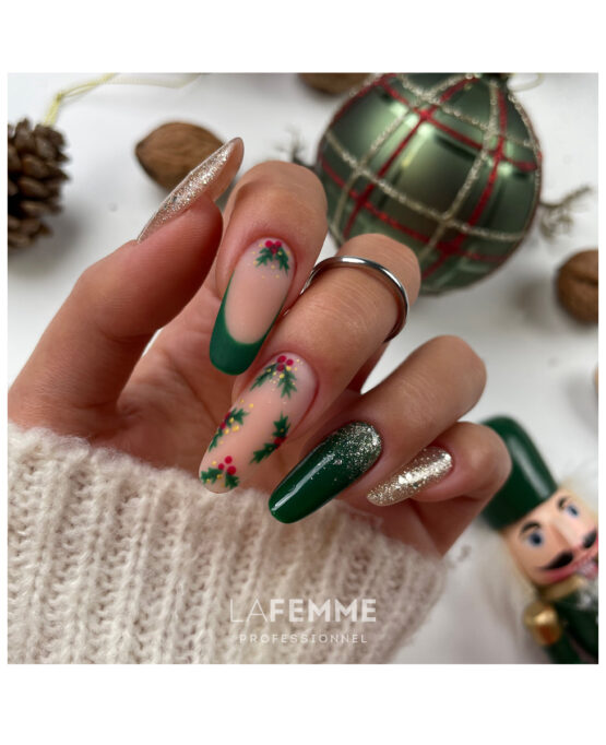 Semipermanente Verde Natale H314 e Oro Glitter H062 La Femme