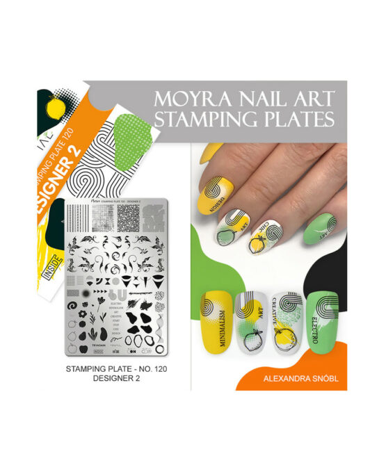 Piastra Stamping Moyra® 120 - Designer 2 Piastre trend 2022 idee moda design nail art tips arancia limone giallo