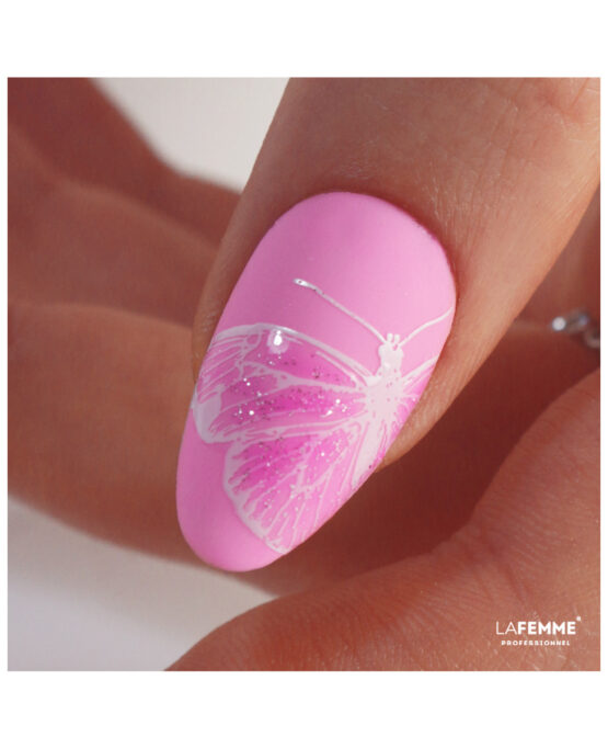 smalto semipermanente rosa glitter semitrasparente h324 con stamping