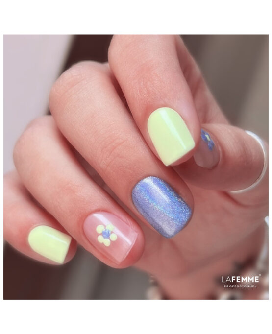smalto semipermanente verde pastello primavera h298 galaxy glitter lilla olografico