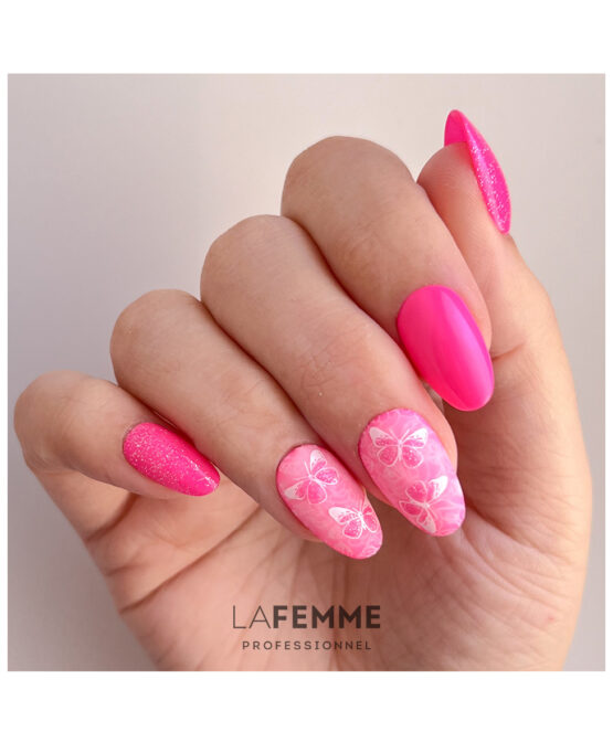 nailart stamping butterfly pink