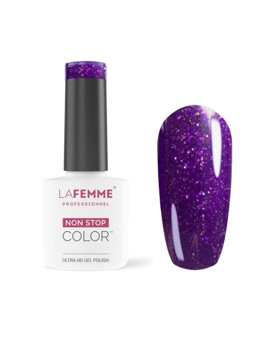 SMALTO SEMIPERMANENTE VIOLA CON GLITTER