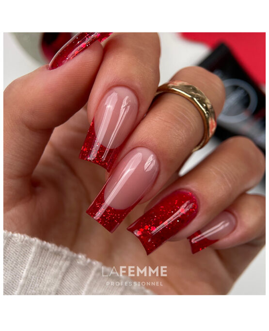 Acrygel Unghie Rosso Glitter La Femme Natale