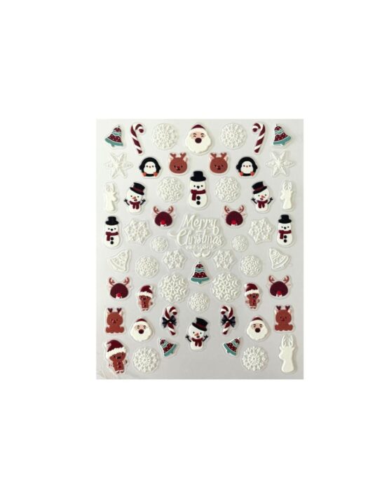 stickers unghie con bastoncini di zucchero, fiocchi di neve, renne