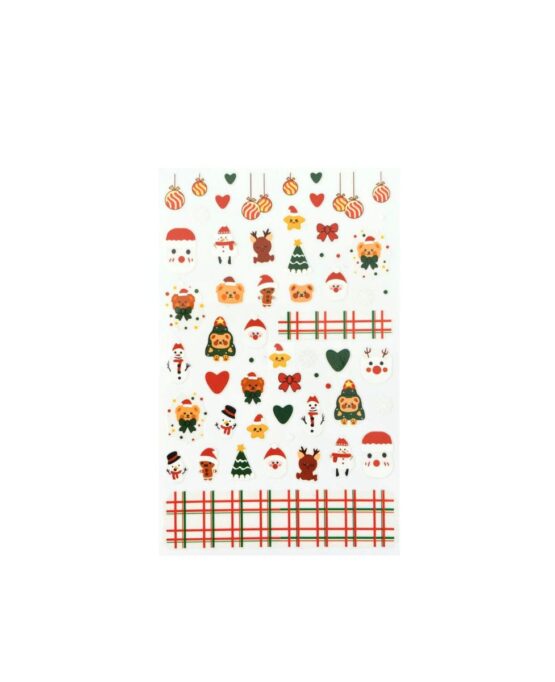 stickers natalizi con abeti, renne, simpatici pupazzi di neve