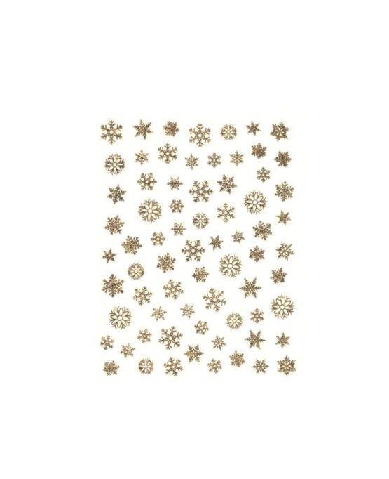 Adesivi per Nail Art tema inverno con fiocchi di neve colore oro