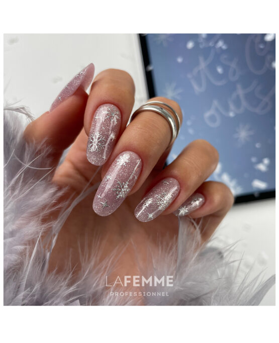 STICKER INVERNO CON FIOCCHI DI NEVE ARGENTO