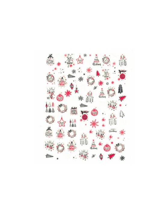Adesivi per Nail Art tema Natale con ghirlande, alberi di natale e tante altre decorazioni