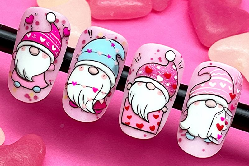 Come Realizzare una Nail Art di San Valentino con Gnomi – Guida Passo Passo